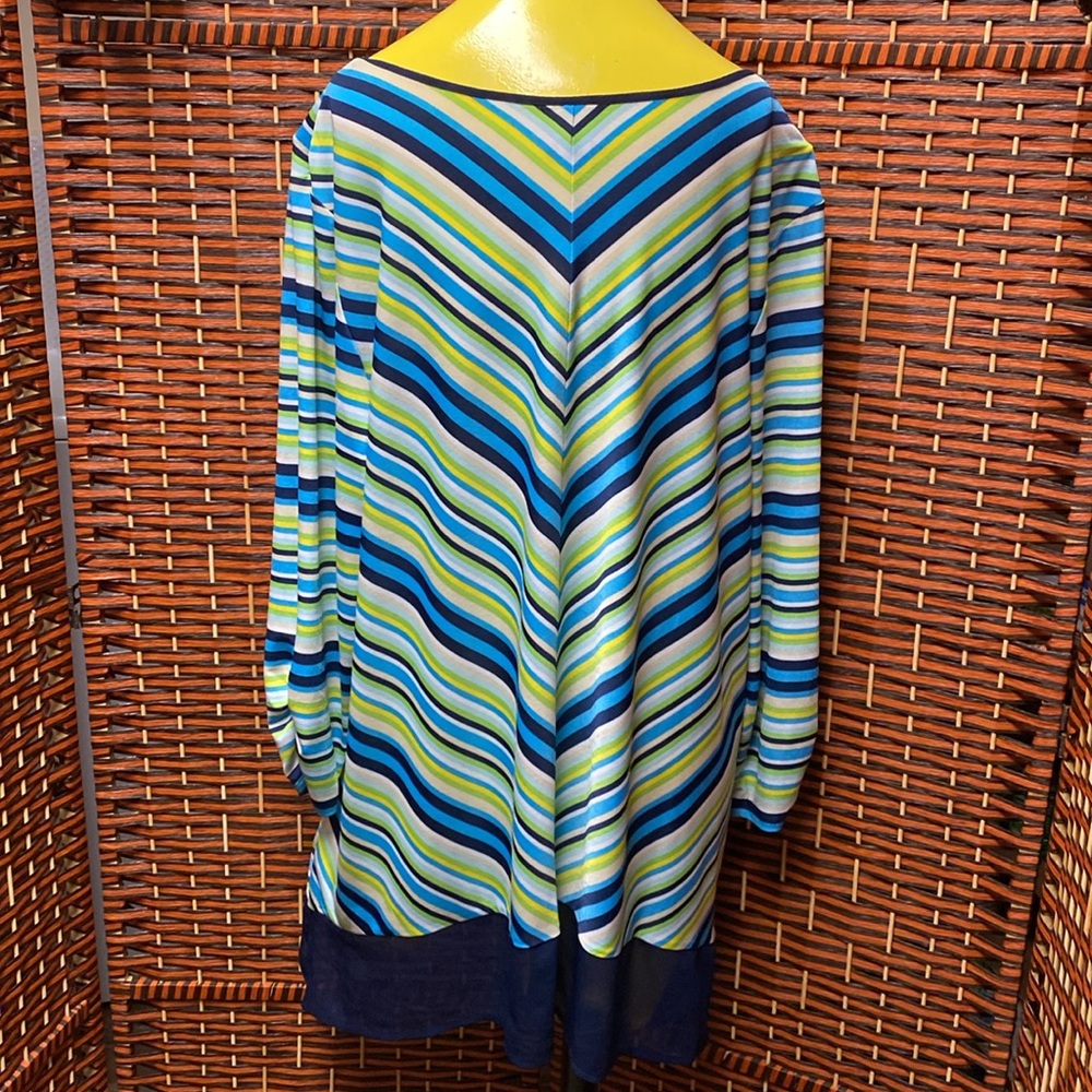 Ruby Rd. Blue and Green Striped Tunic - Picture 5 of 6